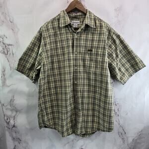 Carhartt Shirt Mens Large Short Sleeve Button Up Plaid Green Collared